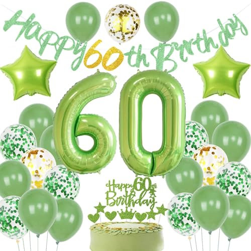 Grün Geburtstagsdeko 60 Mann, Grün 60 Geburtstag Deko Frau, Luftballons 60.Geburtstagsdeko Mann 60. Geburtstag, 60. Frau Ballon, 60. Party Deko