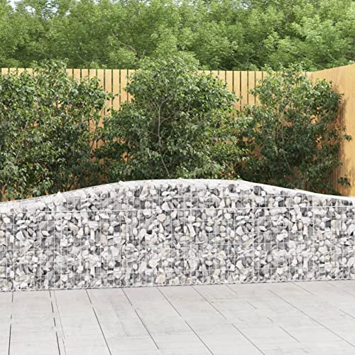 BaraSh Gabionen mit Hochbogen 9 STK. 400x50x60/80cm Verzinktes Eisen Steinkorb Steingabionen Drahtkorb Mauer Säule Wand