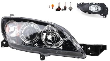 Johns, Scheinwerfer Halogen Front passend für Mazda 3 BK 10/2003-05/2009 HB3 H7 Rechts + Nebelscheinwerfer + Leuchtmittel