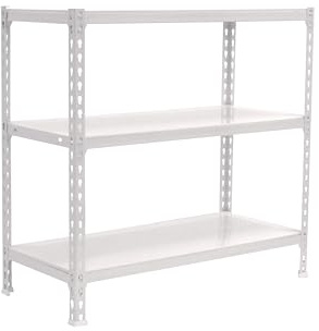 PROREGAL Schwerlastregal Baby Metal Shark | HxBxT 90x80x40cm | Fachlast 180kg | Weiß | Regal Standregal Werkstattregal Lagerregal Kellerregal