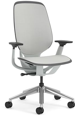 Steelcase Ergonomischer Bürostuhl: Karman, Netzrücken und -Sitz, Möwengrau | Leicht montierbar, Universalrollen, Premium-Materialien, bis 160 kg und 190 cm, sitzkomfort