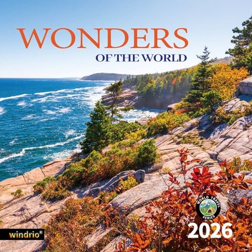 2026 Wall Calendar,Funny Calendar 2026, July 2025 - December 2026, Wall Calendar Wonders of the World, 12 x 24 Opened, Full Page Months Thick Paper for Gift Organizing Planning