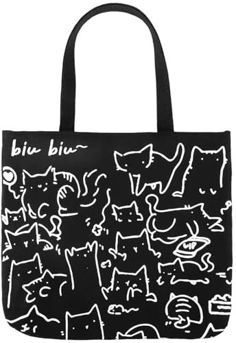 Eowppue Charmante Canvas,Tragetasche mit niedlichem Katzenmuster,Vielseitiger Alltagshelfer