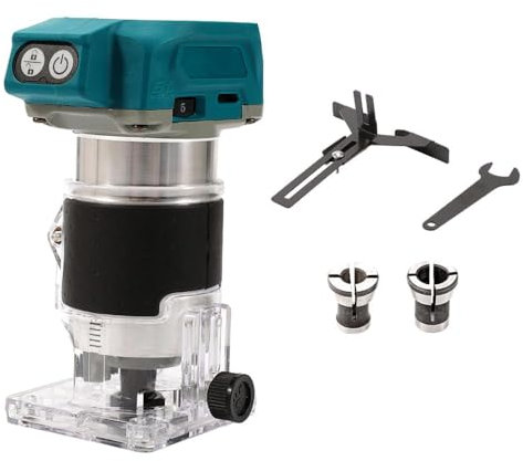 Fresadora de madera, 10000 – 30000 rpm, fresadora de cantos eléctrica con pinza de sujeción de 6,35 mm, herramienta de corte para tallar madera, para el bricolaje (Without Battery)