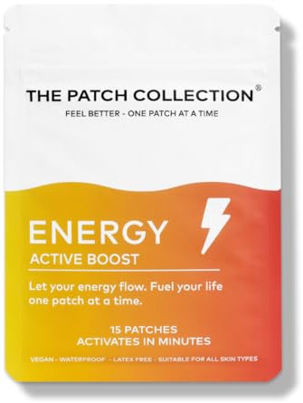 The Patch Collection® - Advanced Energy Boost Patch for Tiredness, Fatigue, Alertness, Mental Focus | Caffeine, Taurine, Green Tea, Vitamin B3, B5, B6 & More | Vegan & Latex Free (Pack of 15)