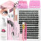 Qiveaory DIY Wimpern Extensions Kit 280Pcs Einzelne Wimpern Cluster 40D 12-18mm mit Kleber und Sealer Kleber Entferner Eyeliner WimpernShampoo Brush Wimpern Pinsel Wimpern Pinzette Mini Applikator