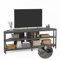 CAIYUN 140cm Corner TV Unit with Power Outlet, 55 inch TV Stand for Living Room, TV Stand Cabinet, TV Bench for 32/45/50/55/60/65 inch TV, Wooden TV Stand for Bedroom, Grey Oak