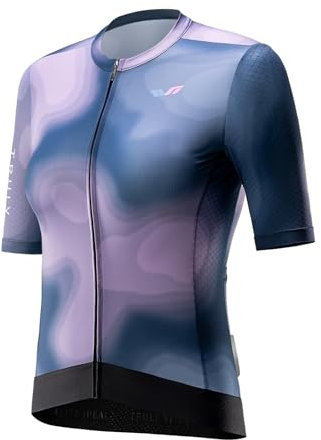 ROCKBROS TVI Radtrikot Damen Kurzarm Sommer, Fahrradtrikot Atmungsaktiv Rennrad Trikot mit 3 Taschen, Radfahren Top Schnelltrocknend