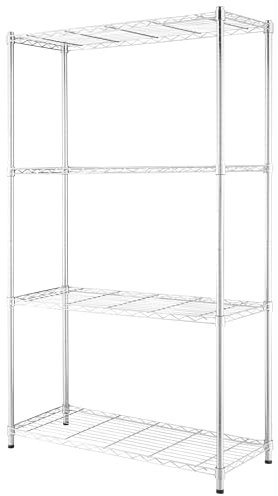 arredoplaza - Scaffale In Acciaio Cromato Robusto Resistente 4 Ripiani Regolabili 90x35x160 CM Per Casa Ufficio Garage Magazzino Portata 70Kg Design Moderno Funzionale Facile Da Montare