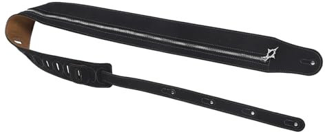 Tihebeyan Gitarrengurt, Gitarrengurt Punk Universal Soft 2,8 Zoll Breiter für Akustik-E-Gitarren Bass (Wildlederoberfläche Schwarz)