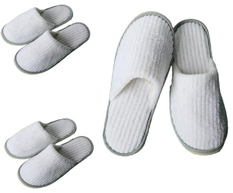 RJFUJP 3 Pairs Soft Coral Velvet Hotel Slippers With Thick 9mm Non Slip Soles - Reusable for Spa, Party Guest, Swimming Pools and Travel