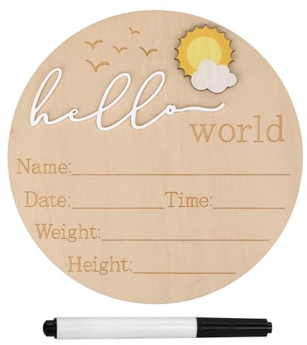 Ankündigungsschild Baby, aus Holz Hallo Welt Schild Süß Geburtsanzeigetafel Willkommen Namensschild fürs Baby für Kinderzimmer Krankenhaus Mädchen Junge Babyparty Foto-Requisiten