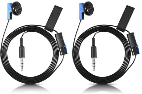 Flylin 2 auricolari mono da gioco, cuffie in-ear con spina e clip da 3,5 mm, cuffie da gioco per controller PS4 (blu)