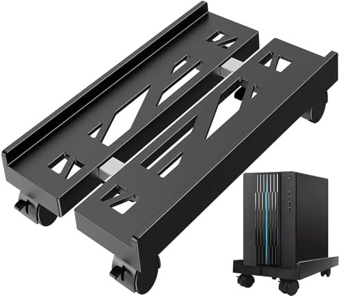 LCOUACEO Supporto PC Fisso, Supporto per PC con 4 Ruote, Supporto per PC Case Stand Regolabile, Carrello Porta Computer Tower, Supporto per Computer Desktop Adatto alla Maggior Parte dei Computer