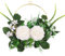 XIAQICA Couronne de Fleurs Artificielle 51 x 30 cm Camélia Couronne de Porte Décorative Métal Enfermer Suspension Décoration de Printemps pour Pâques Mariage Salon Suspension Murale Fleurs