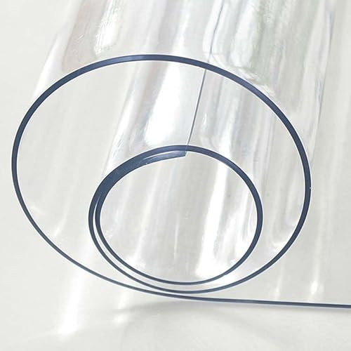 Protector de mesa transparente impermeable de 90 x 140 cm, resistente a las manchas, mantel de cristal suave para mesa de café y comedor, superficie fácil de limpiar y limpiar