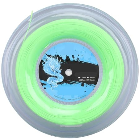 Yunir Carrete de Cuerda de Tenis, Cuerda de Raqueta de Tenis de Poliéster de 200 M con Diámetro de Cuerda de 1,3 Mm, Verde Fluorescente Vibrante, para Entrenamiento de Tenis