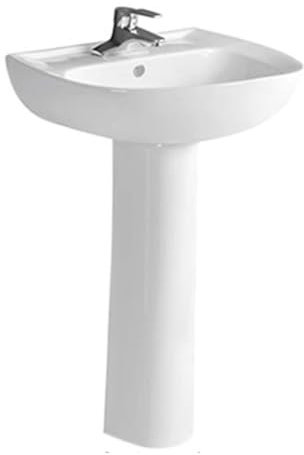 Lavabo Pedestal Moderno | Lavabo de Pie | Diseño Compacto y Elegante | Cerámica Blanca | Instalación Fácil y Rápida | Ideal para Baños Pequeños y Grandes