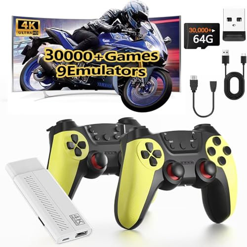 Retro Games Console, 40000+ wireless retro gaming console stick,HD HDMI TV Revisit Classic retro play Plug and Play game stick,Premium Competitive Dual Controllers black