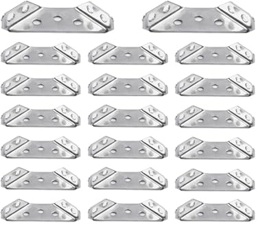 20 Stück Eckverbinder Edelstahl Winkelverbinder Metall Holzverbinder Metallwinkel 90 Grad Eckwinkel Dreiecksstütze Möbelverbinder mit 7 Löchern Arbeitsplattenverbinder 65mm für Tische, Schränke