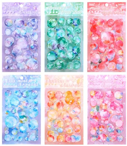 TIESOME 24 Blatt Aquarell Blasen Deko Aufkleber, Selbstklebend Kawaii | Popularität Fotokarten Bastel Blasen Bastelaufkleber Für Scrapbook Journaling Diy Karten Alben Handyhüllen