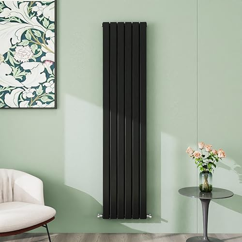 Simple Bathroom 1800×408mm Black Vertical Designer Radiator Double Panel Modern Central Heating Flat Panel Radiators