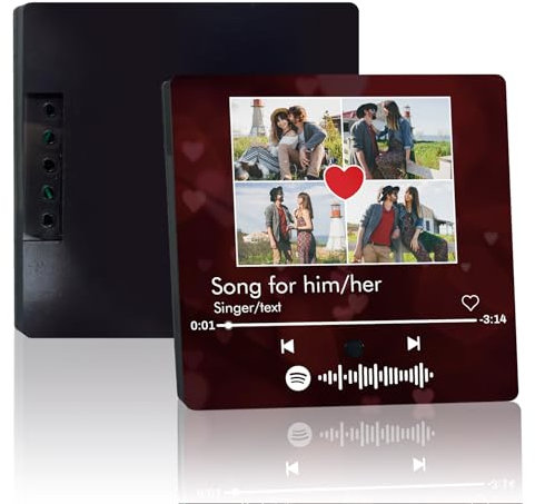 GEXHSRGD Custom Music Fridge Magnet, Music Refrigerator Magnets, Spotify Plaque Fridge Magnet That can be Customized With Photos and Musics(Four pictures)