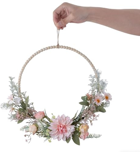 Türkranz Sommer,Ganzjährige Haustürdeko mit Orchideen, Kranz trockenblumen,Fensterdeko Hängend,Türkranz ganzjährig,Wetterfest & Pflegeleicht(41 cm)