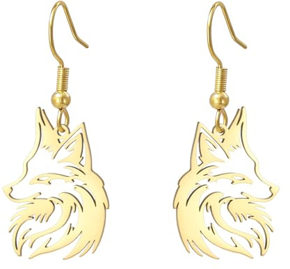 KKJOY Fuchs Ohrringe Edelstahl Fuchskopf Anhänger Schmuck für Frauen Männer Natur Tierliebhaber