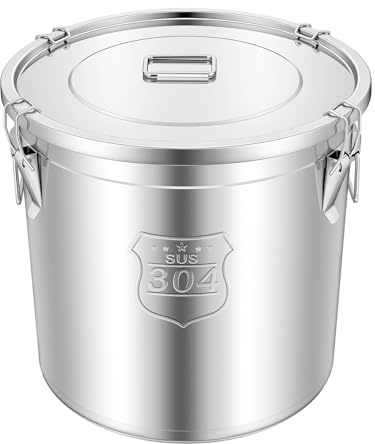 Xigner Luftdichter Edelstahl Eimer mit Deckel - 6L/12L/21L/33L Getreidebehälter Mehlbehälter zur Lebensmittel aufbewahrung in der Küche - Vorratsdosen für Reis, Mehl und Getreide (40x40x40cm 48L)