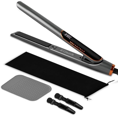 Focenat 2 en 1 Planchas del pelo,Plancha de Pelo,Plancha pelo,Pantalla LCD,13 ajustes de temperatura,100-230 °C,Calentamiento rápido en 30 segundos,Alfombrilla térmica,para todo tipo de cabello