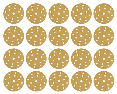 Ubric 20 Stück 150 mm Schleifpapier, Körnung P80, 15 Löcher, Aluminiumoxid-Schleifscheiben für Rundschleifer zum Schleifen von Gips, Spachtelmasse, Spanplatten, Holz und Lack