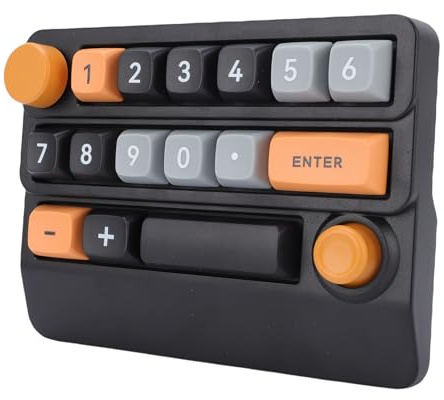 Cuifati Wireless RGB Mechanical Numeric Keypad, Hot Swappable Macro Programmable 15 Key Keyboard with Knob Control and 8 Lighting Modes, for PC Laptop Gaming Wins OS IOS (Yellow Black Blue)