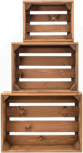 ITA Home & Garden Holzkisten Set Nora, 3er Set aus FSC-zertifiziertem Holz, Vintage Deko- & Aufbewahrungskisten in 3 Größen, stapelbar, ineinander nestbar, mit Tragegriffen, Made in EU - Grau