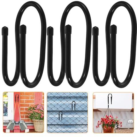 COOPHYA Fence Hooks with Sturdy Black Design Multi-use 6pcs Sturdy Fence Hangers for Pool Poles and Vacuum for Gardens and Swimming Pools for Outdoor Equipment