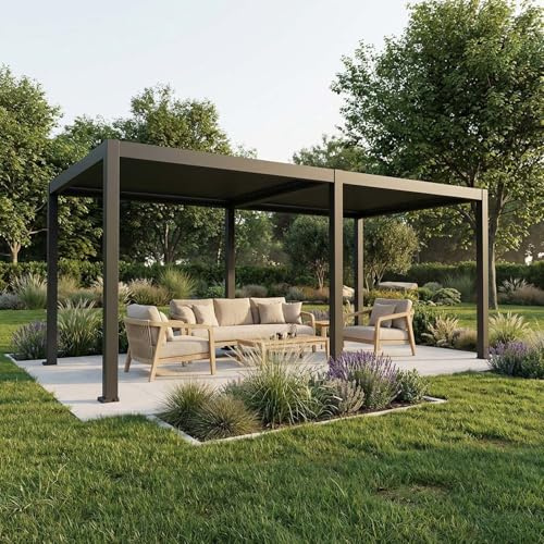 Maanta Lyra Pergola Bioclimatica Motorizzata 4x6 m Grigio Scuro – Alluminio, Telecomando, IP54