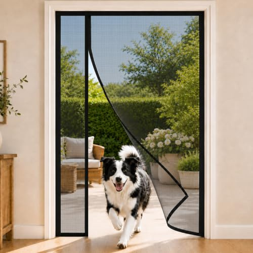 Zanzariera Per Porta in Fibra Di Vetro Con Apertura Laterale Nero 122x230cm Aiuta a Tenere Fuori Mosche Zanzare E Piccoli Insetti Per Aperture Grandi E Porte Doppie