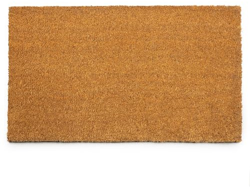 PLUS Haven 17.5x30 Door Mat with Heavy-Duty Backing - Coco Coir Doormat for Outdoor or Indoor Uses - Non-Slip Welcome Mats for Entryway or Porch - Easy to Clean Front Door Mat - Natural Brown