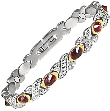 Wollet YINOX Magnetischer Schmuck Damen 3500 Gauss Magnetfeldtherapie Edelstahl-Armband Magnetfeldtherapie kann Arthritis und Migräne lindern