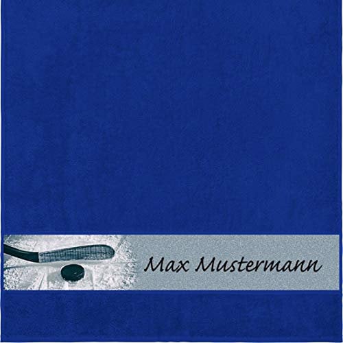 Duschtuch mit Namen - personalisiert - Motiv Sport - Eishockey - viele Farben & Motive - Dusch-Handtuch - royalblau - Größe 70x140 cm - persönliches Geschenk mit Wunsch-Motiv und Wunsch-Name