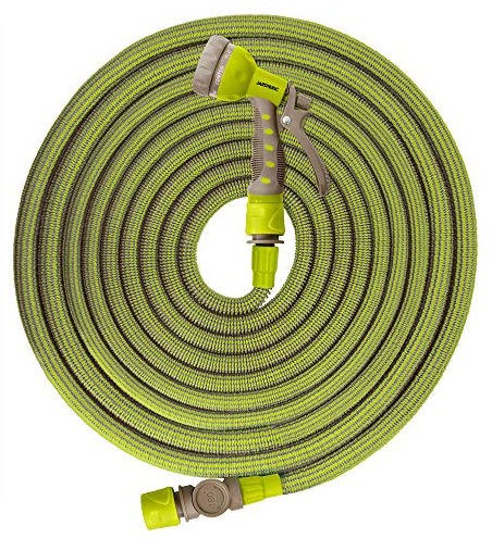 Jardibric - Sets de Tuyaux Extensibles et Rétractables - Usage Intensif - Longueur de 10 à 30m - Pratique pour l'Arrosage et l'Irrigation Raccord Articulé de 180° - boite de rangement pistolet 7 jet