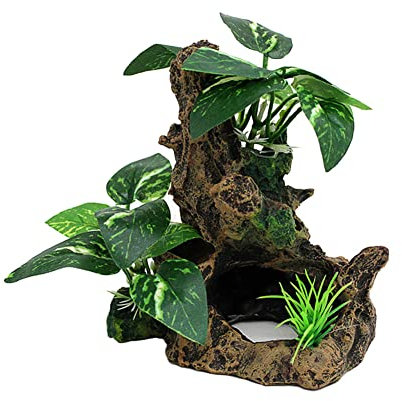 OMEM Aquarium Fournitures Plantes Aquatiques Simulées Ensemble D'aquarium Résine Végétale Affaissement Bois Habitat Décoration (One)