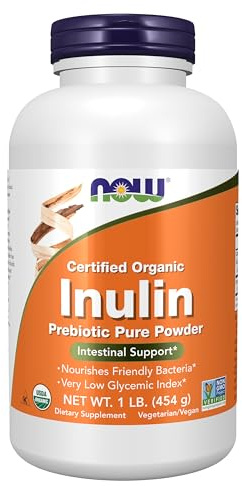 NOW Foods Supplements, Inulin Prebiotic Pure Powder, Certified Organic, Non-GMO Project Verified, Intestinal Support*, 1-Pound