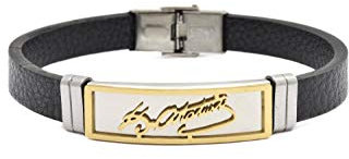 Gök-Türk Armband Lederarmband für Herren Unisex 'Mustafa Kemal Atatürk' Türkei Imza Unterschrift (Gold)