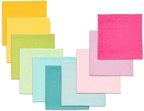 HANS NATUR Bio Spieltücher 100% Bio-Baumwolle (KBA) GOTS Zertifiziert, Pastell, 115 x 105 cm, 10er-Set