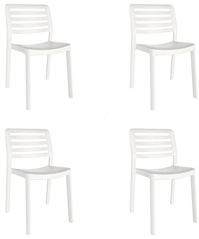 resol grupo GARBAR Wind Set 4 Silla Interior, Exterior | jardín, terraza, balcón, Salon, Cocina, Comedor | diseño, Ligero, apilable | Blanco