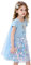 Fancyland ELSA Kleider Glanz Sommer-Kleid Kurzarm Frozen 2 Eiskönigin 2 Prinzessin Eisprinzessin Kostüm mit Cape Mädchen Kinder (Blau, Körpergröße 120cm)