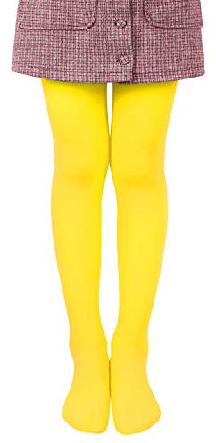 L&K-II Collants enfants collants de ballet filles collants de ballet collants de danse avec pied 80 DEN opaque microfibre coloré 27251 jaune 98/104