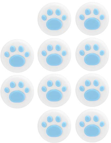 6PCS Thumb Grip Caps Silicone Joystick Rocker Cap Silicone Cover Cat pour Lite(Blanc Bleu)