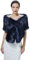 BEAUTELICATE Kunstpelz Schal Stola Bolero Damen Brautschal Wrap Jacke Mantel Winter Hochzeit Gatsby 1920er Jahre Kostüm (Dunkelblau mit Loch, Einheitsgröße)